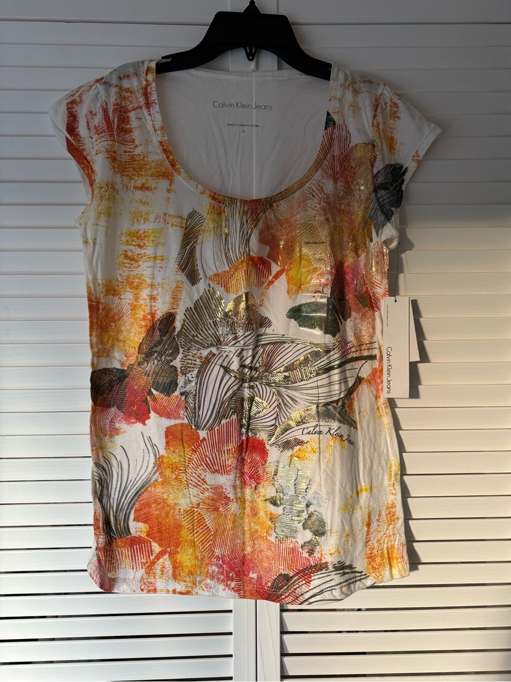 NWT! Calvin Klein Jeans Retro 90’s Y2K Abstract Print T-Shirt Size M